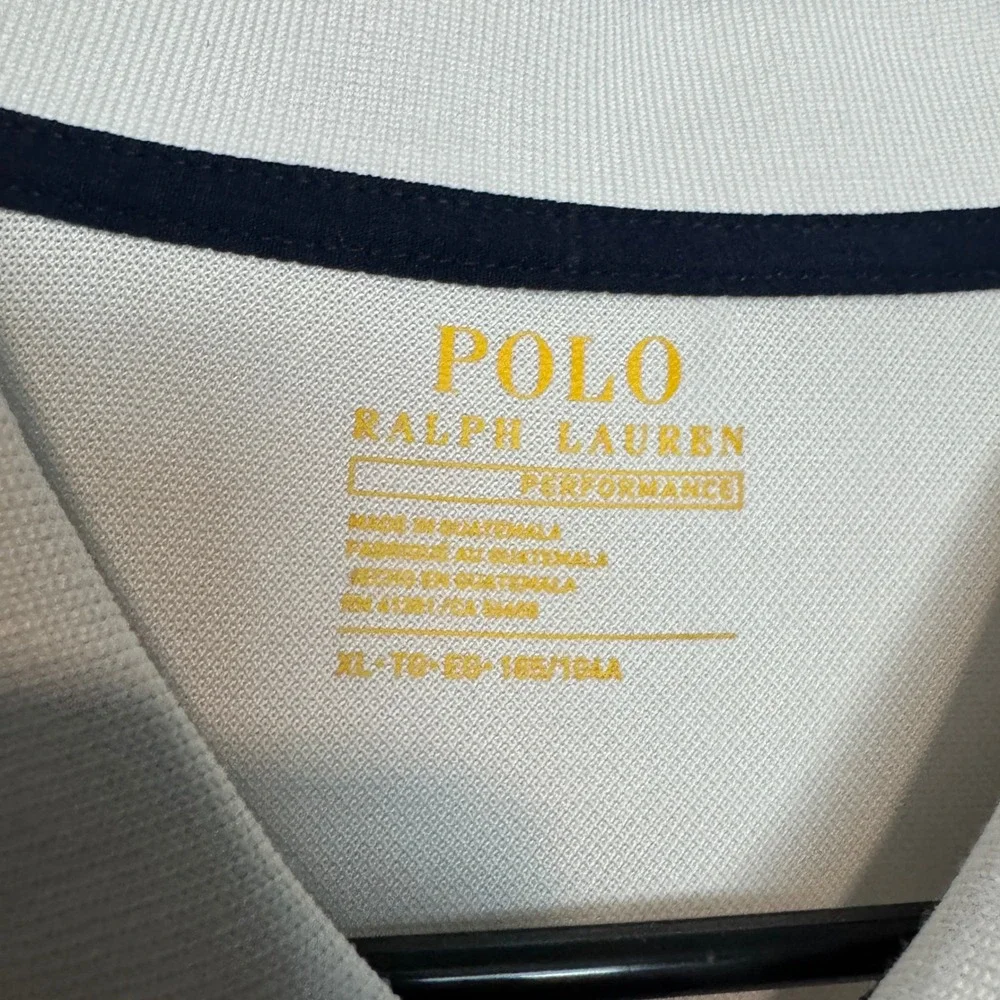 Polo Ralph Lauren Performance Polo Mens XL White Navy Red Colorblock Stretch